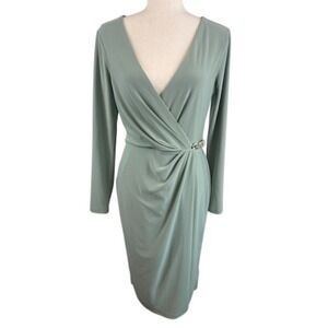 NWT Lauren Ralph Lauren‎ Lily Pad Green Jersey Sheath Cocktail Dress  Size 6